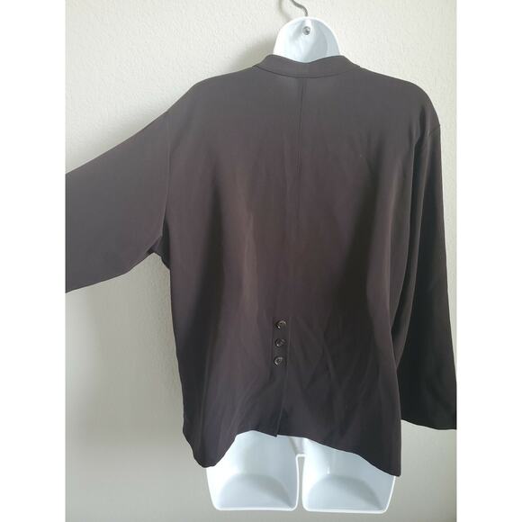 Blanque Womens Brown Asymmetric Button Down Top Size 1 Triacetate Blend - Picture 3 of 8